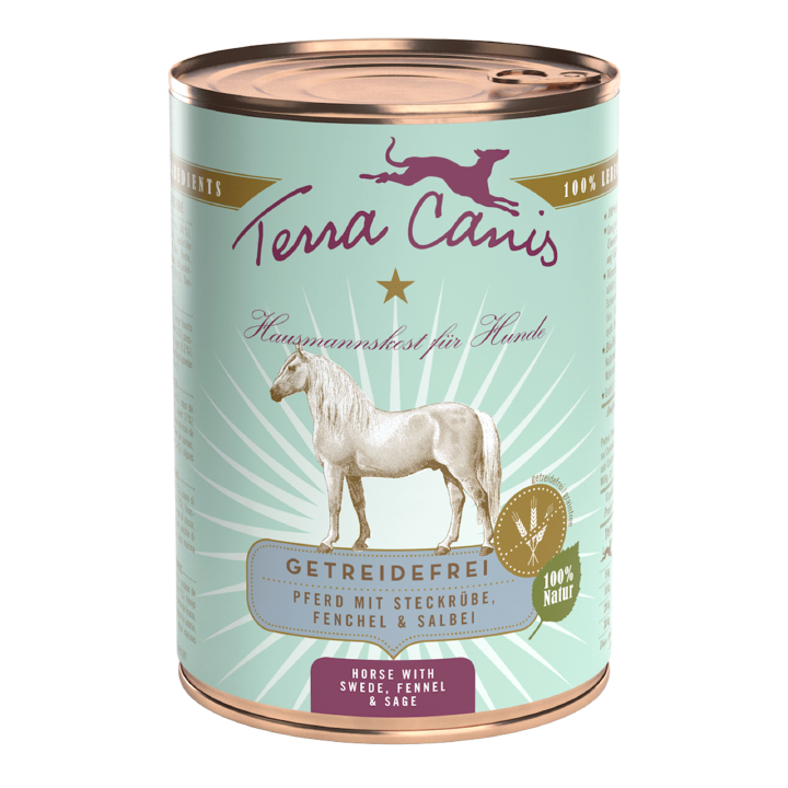 Terra Canis Hunde-Nassfutter Getreidefrei Pferd mit Steckrübe und Fenchel